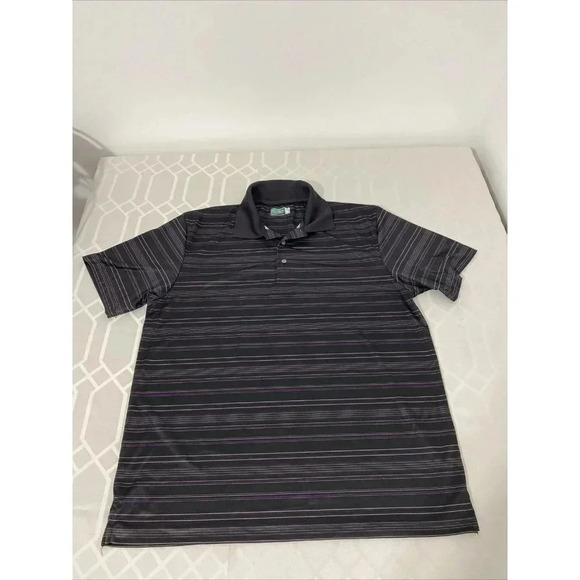 Ben Hogan Performance Men’s Polo XL Shirt Black Gray Purple Striped ￼ Pattern - Picture 1 of 7